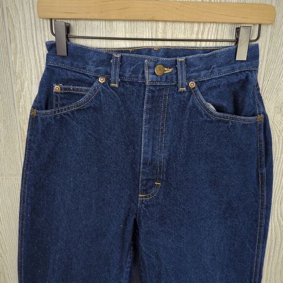 Vintage Lee Juniors Size 9 Dark Wash Straight Leg Blue Jeans - Picture 4 of 8